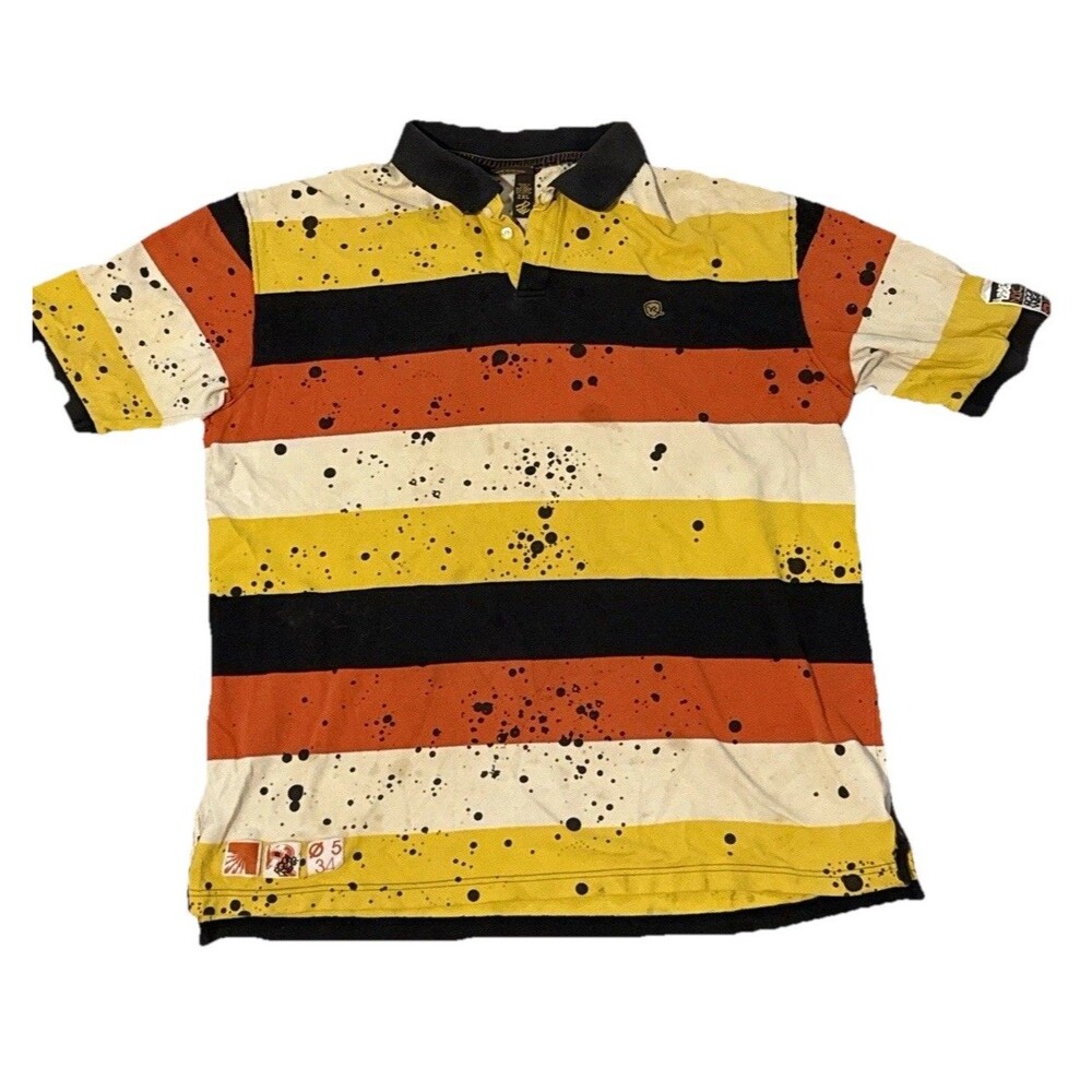 Rocawear Rocawear Denim Chapter US vs Them Polo Shirt 2XL Paint Splatter Y2K